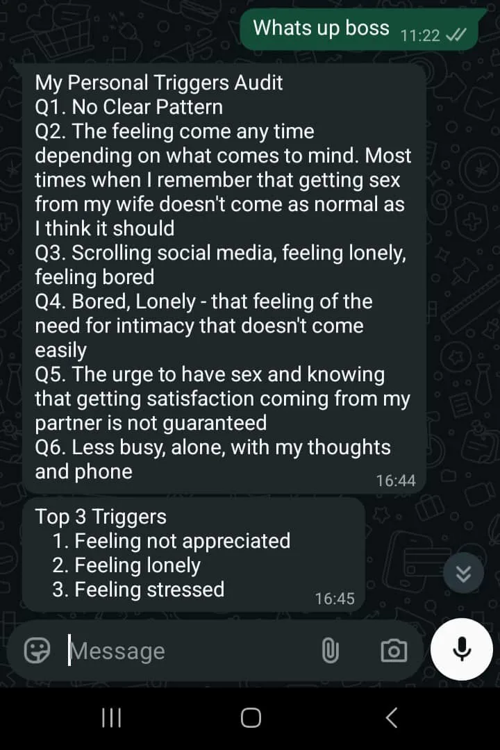 WhatsApp message from a Loop Breaker user