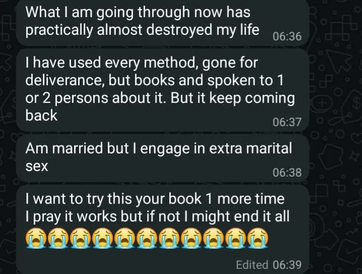 WhatsApp message from a Loop Breaker user