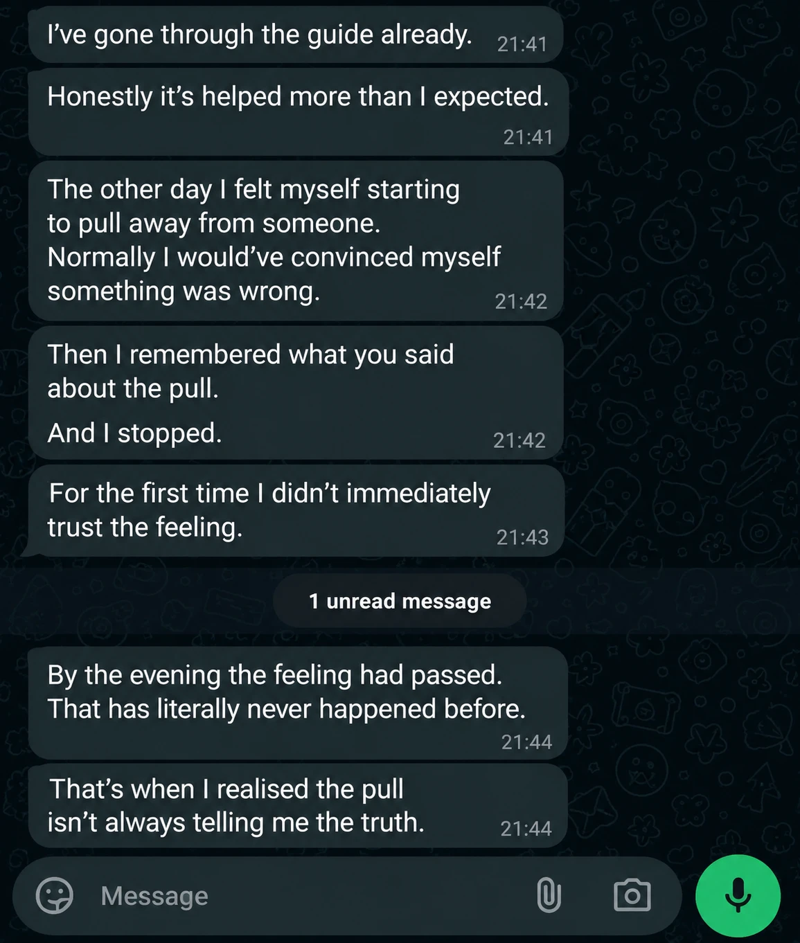 WhatsApp message from a Safety Trap buyer