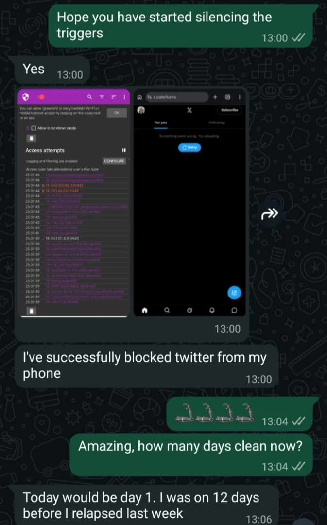 WhatsApp message from a Loop Breaker user