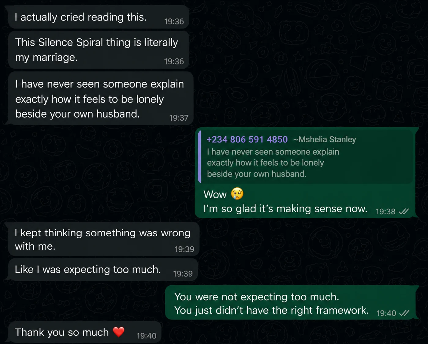 Message from a Chosen Again buyer